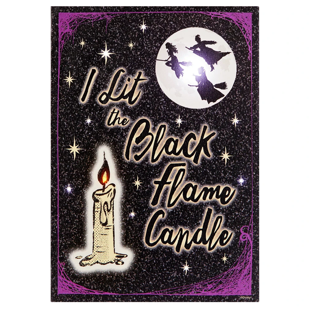Light-Up Black Flame Candle Canvas - Hocus Pocus