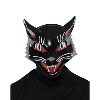Vintage Grinning Black Cat Half Mask