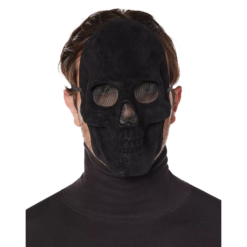 Black Velvet Skull Half Mask