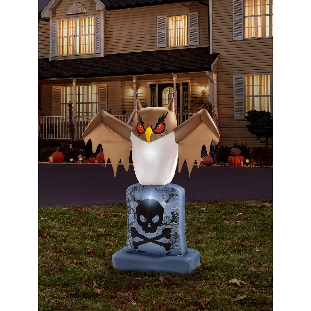 4.5 Ft. Owl Tombstone Light-Up Inflatable Decoration