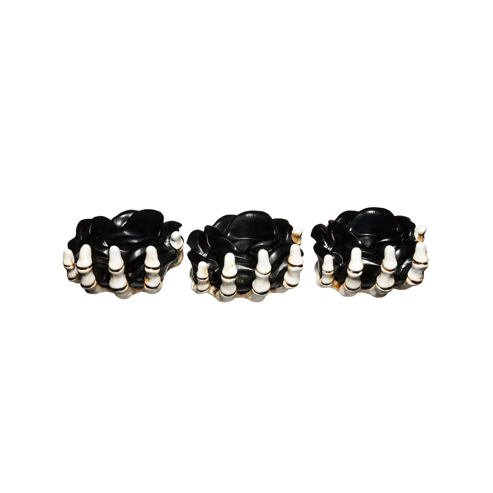 Multi-Pack Skeleton Hands Rose Candle Holder Set - 3 Pack