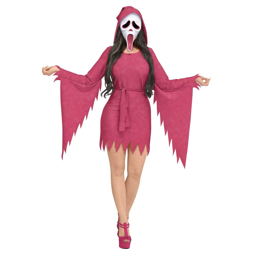 Adult Ghost Face Pink Bling Dress Costume