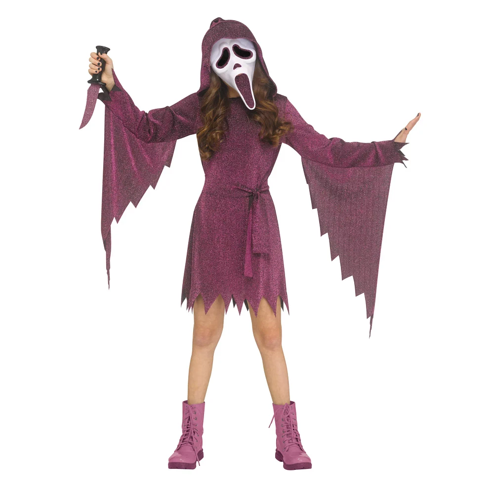 Kids Pink Ghost Face Bling Dress Costume