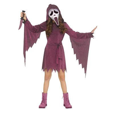 Kids Pink Ghost Face Bling Dress Costume