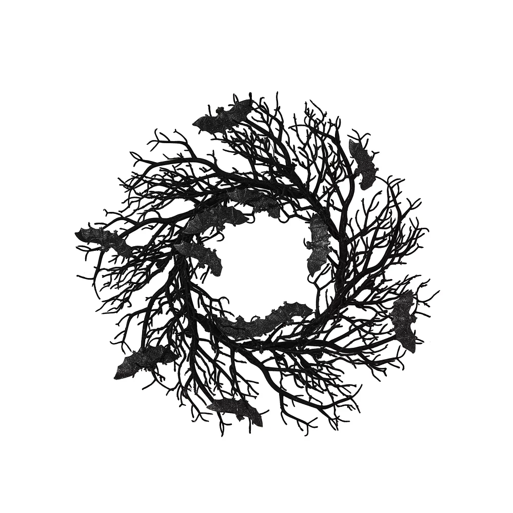 Gothic Black Bat Wreath