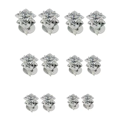 Square Clear C Stud Earrings 12 Pack