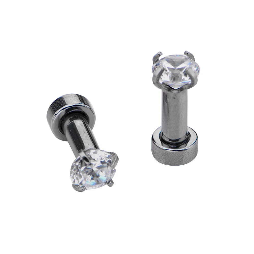 Clear CZ Silver-Plated Plugs