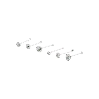 Multi-Pack CZ Stud Nose Rings - 6 Pack