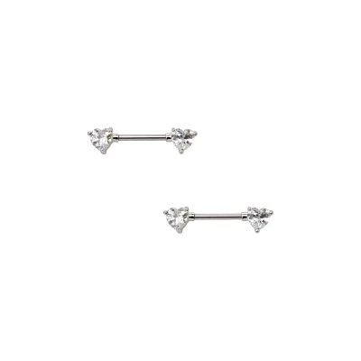Clear CZ Heart Nipple Barbells