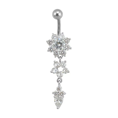 CZ Flower Dangle Belly Ring