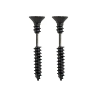 Black Screw Fake Taper Earrings - 16 Gauge