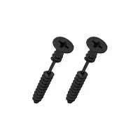Black Screw Fake Taper Earrings - 16 Gauge