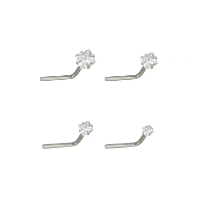 Multi-Pack CZ L-Bend Nose Rings