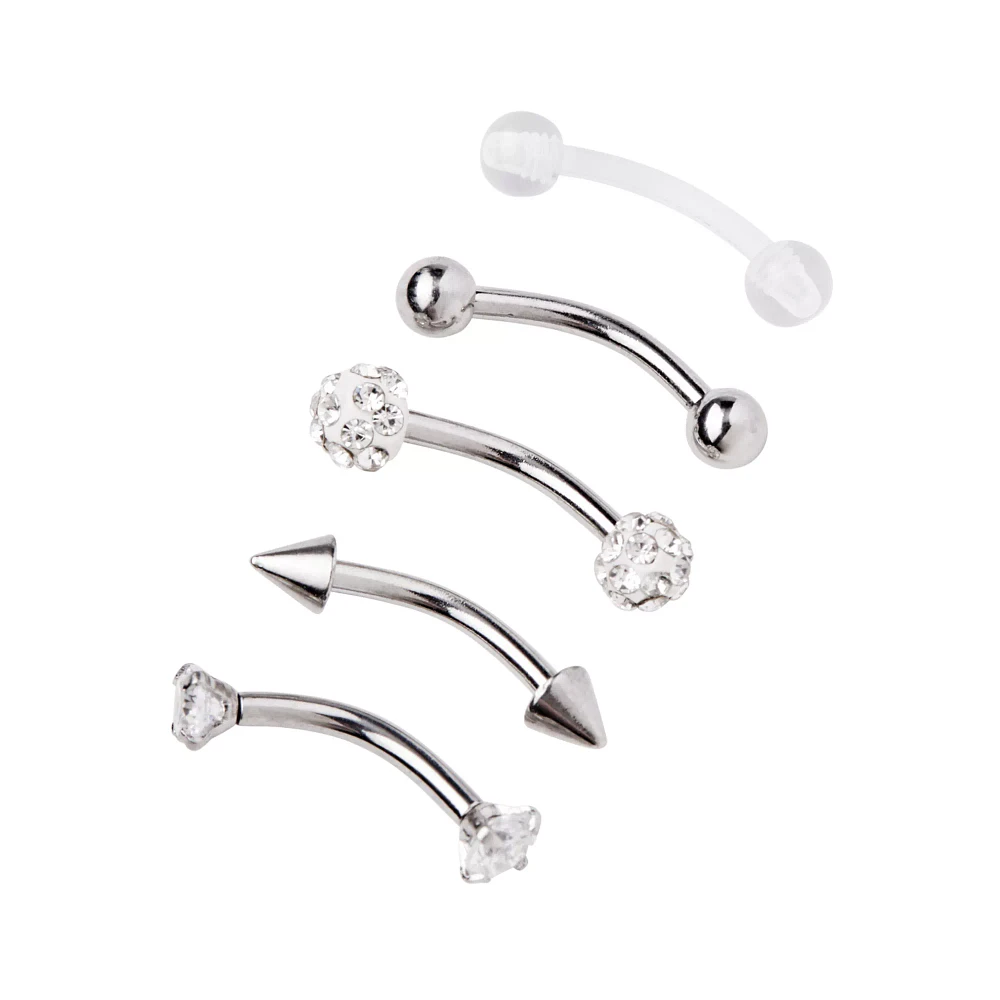 Multi-Pack CZ Curved Barbells 5 Pack - 16 Gauge