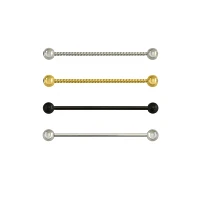 Multi-Pack Black and Goldtone Industrial Barbells 4 Pack - 14 Gauge
