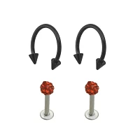 Multi-Pack CZ Horseshoe Rings and Labret Lip Rings 4 Pack - 16 Gauge