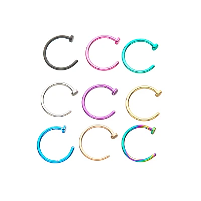 Multi-Pack Colored Half Hoop Nose Rings Pack