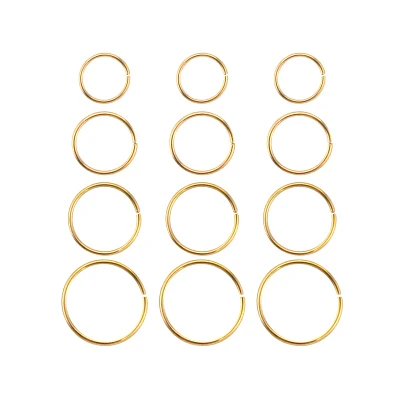 Multi-Pack Goldtone Hoop Nose Rings