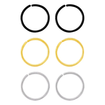 Multi-Pack Multicolor Seamless Nose Rings 6 Pack - 20 Gauge
