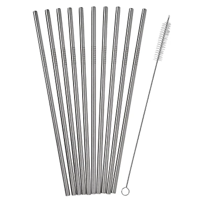 Reusable Stainless Steel Straws - 10 Pack