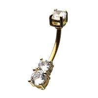 Goldtone CZ Belly Ring - 14 Gauge
