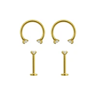 Multi-Pack Goldtone CZ Labret Lip Rings Pack