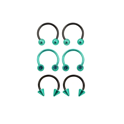 Multi-Pack Teal CZ Horseshoe Rings - 3 Pair