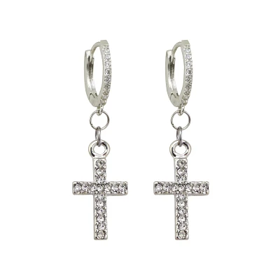 CZ Cross Dangle Earrings