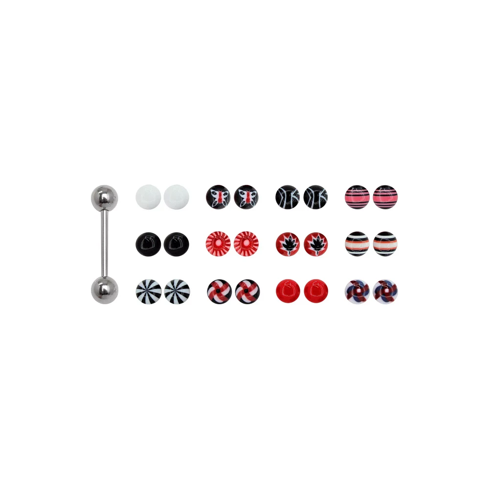 Multi-Pack Tongue Barbell with Extra Beads - 14 Gauge