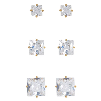 Multi-Pack Clear CZ Stud Earring 3 Pack – 20 Gauge