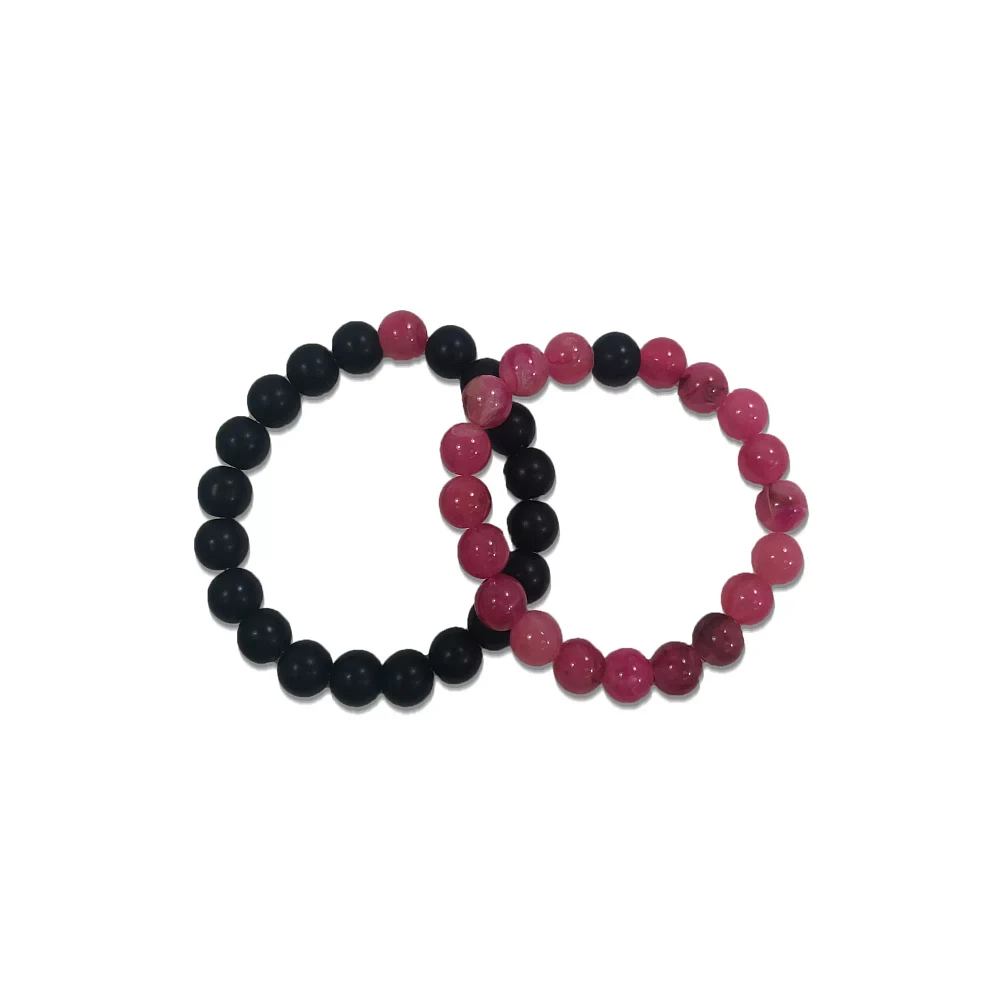 Black and Pink Long Distance Beaded Bracelets – 2 Pack