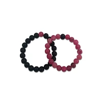Black and Pink Long Distance Beaded Bracelets – 2 Pack