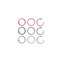 Multi-Pack CZ Red and Black Hoop Nose Rings 9 Pack – 20 Gauge