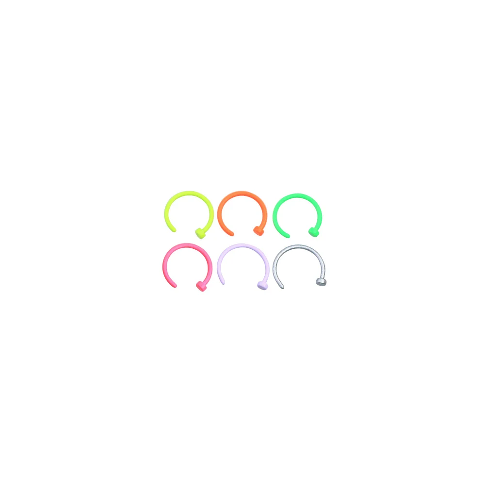 Multi-Pack Neon Hoop Nose Rings - 6 Pack