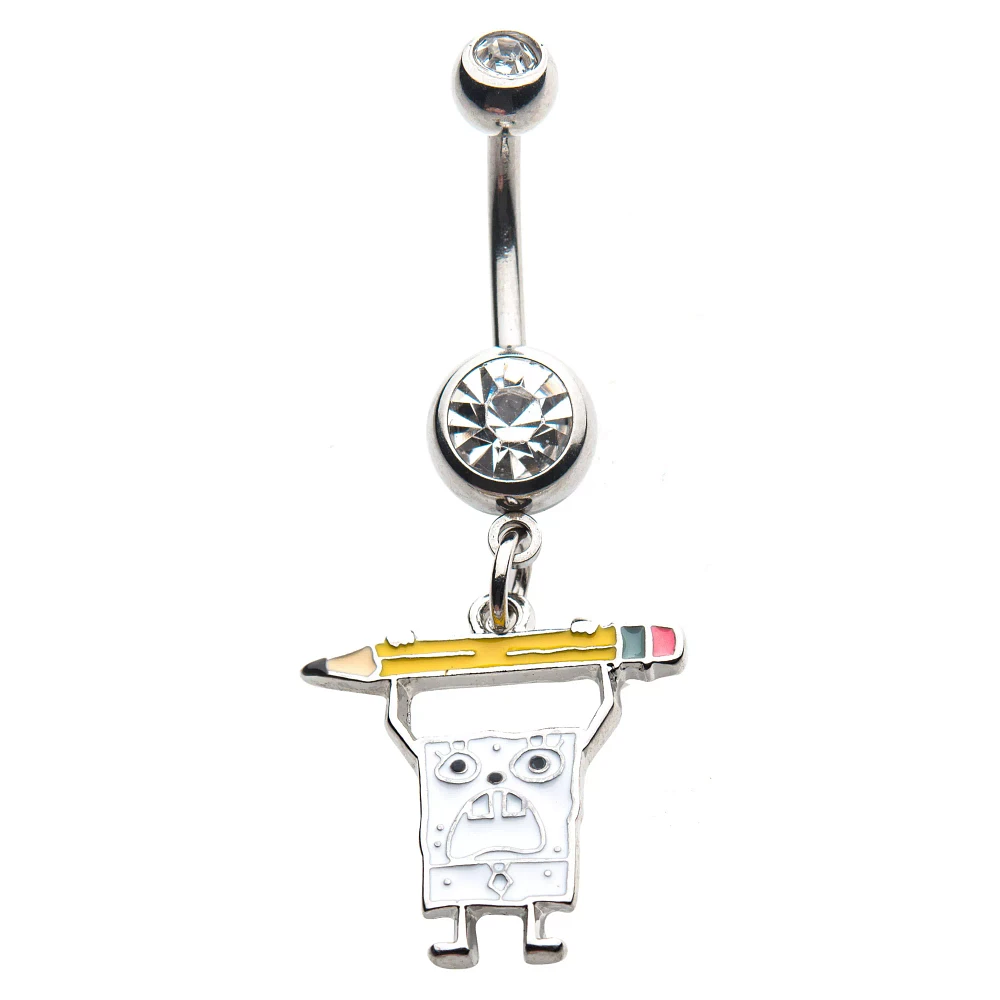 DoodleBob CZ Dangle Belly Ring 14 Gauge - SpongeBob SquarePants