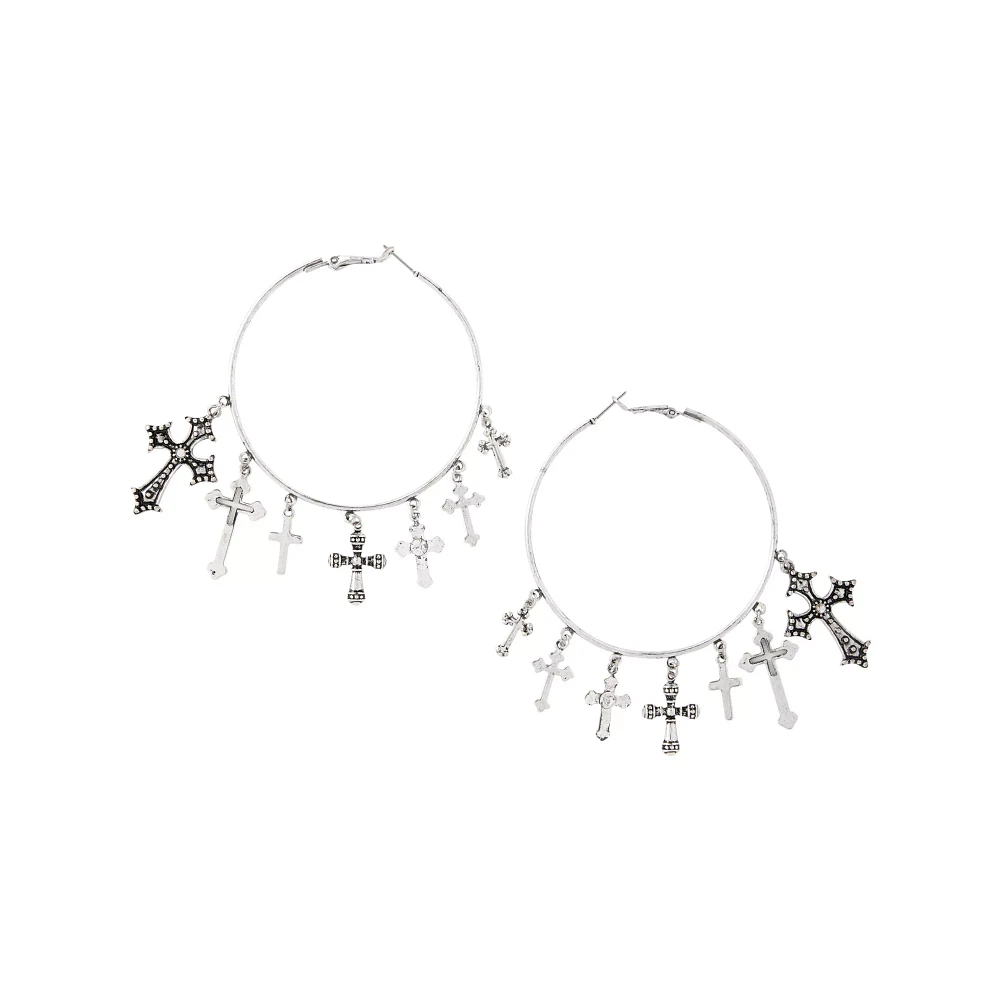Crosses Dangle Hoop Earrings