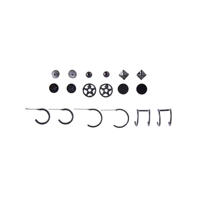 Multi-Pack Pentagram Stud and Hoop Earrings - 9 Pair