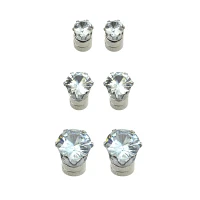 Multi-Pack Round CZ Magnetic Fake Stud Earrings
