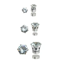 Multi-Pack Round CZ Magnetic Fake Stud Earrings