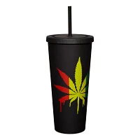 Rasta Drippy Weed Leaf Cup With Straw - 20 oz.