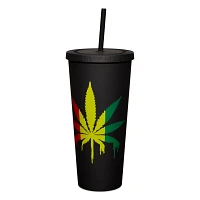 Rasta Drippy Weed Leaf Cup With Straw - 20 oz.