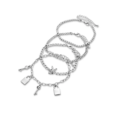 Multi-Pack Playboy Lock and Key Chain Bracelets 4 Pack
