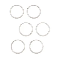 Multi-Pack Silvertone Endless Hoop Earrings 6 Pack - 20 Gauge