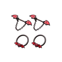 Multi-Pack Black Bat Dangle Nipple Barbells 2 Pair - 14 Gauge