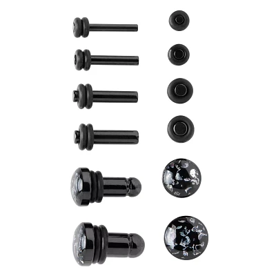Multi-Pack Black Stone Plugs - 6 Pair