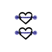 Black Heart Nipple Shields - 14 Gauge