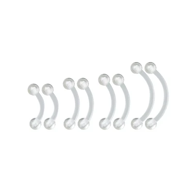 Multi-Pack Clear Curved Barbells - 8 Pack