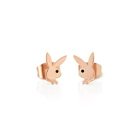 Multi-Pack Rose Goldtone Playboy Bunny and CZ Stud Earrings - 3 Pair