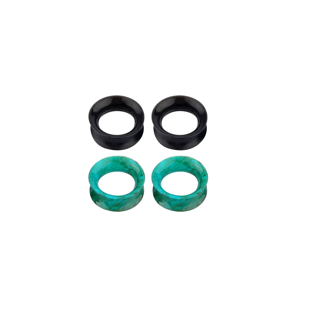 Multi-Pack Teal Marble and Black Tunnel Plugs - 2 Pair