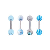 Multi-Pack Glow in the Dark CZ Smiley Barbells 4 Pack - 14 Gauge